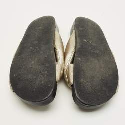Pre Owned Chloe Size 41 Gold Leather Crisscross Flat Slides