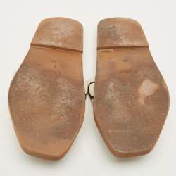 مملوكة مسبقًا Chloe Woody Size 38 White Canvas Flat Slide