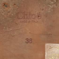 مملوكة مسبقًا Chloe Woody Size 38 White Canvas Flat Slide