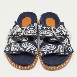 Pre Owned صندل كلوى ريبيكا جينز أزرق كحلي مطرز مقاس 39