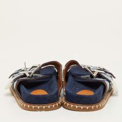 Pre Owned صندل كلوى ريبيكا جينز أزرق كحلي مطرز مقاس 39