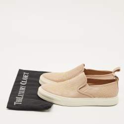 Pre Owned حذاء رياضي كلوي سوزانا جلد بيج مزين بدبابيس سهل الارتداء مقاس 37