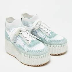 Pre Owned حذاء رياضي كلوي ناما قماش محبوك ورمادي سويتي بعنق منخفض مقاس 39