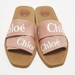 مملوكة مسبقًا صندل مسطح قماش زهري كلوي وودي مقاس 39