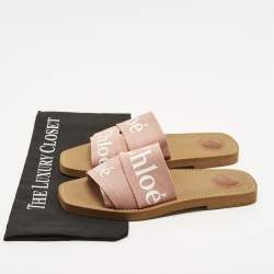 مملوكة مسبقًا صندل مسطح قماش زهري كلوي وودي مقاس 39