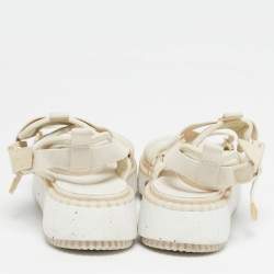 Pre Owned Chloe Lilli Size 39 White Fabric Platform Slingback Sandals