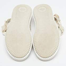 Pre Owned Chloe Lilli Size 39 White Fabric Platform Slingback Sandals