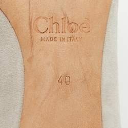 Pre Owned Chloe Laurena Scalloped Size 40 Light Grey Suede Block Heel Pumps