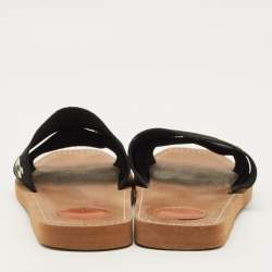 Pre Owned Chloe Woody Size 39 Black Canvas Flat Slides