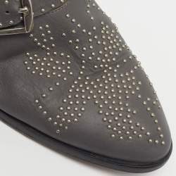 Pre Owned Chloe Susanna Size 38 Grey Leather Ankle Length Boots