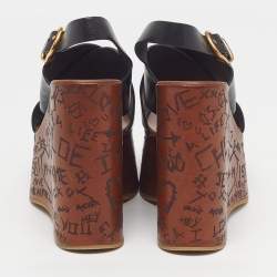 Pre Owned Chloe Maxime Size 39 Black Leather Wedge Sandals