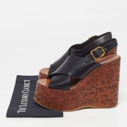 Pre Owned Chloe Maxime Size 39 Black Leather Wedge Sandals