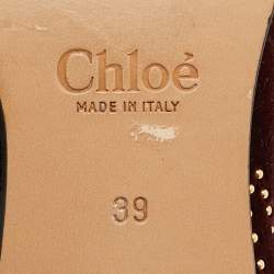 Pre Owned Chloe Susanna Studded Size 39 Burgundy Velvet Ankle Boots