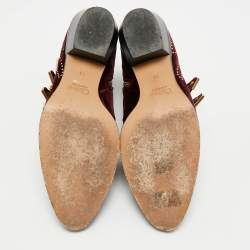 Pre Owned Chloe Susanna Studded Size 39 Burgundy Velvet Ankle Boots