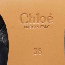 Pre Owned Chloe Susanna Studded Size 38 Navy Blue Leather Ankle Boots