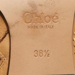 Pre Owned Chloe Susanna Studded Size 38.5 Tan Nubuck Leather Ankle Boots