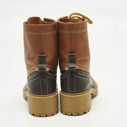 Pre Owned Chloe Franne Size 37 Two Tone Leather Combat Boots