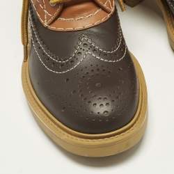 Pre Owned Chloe Franne Size 37 Two Tone Leather Combat Boots