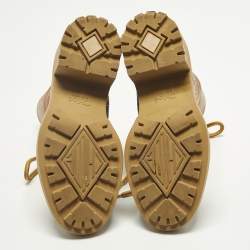 Pre Owned Chloe Franne Size 37 Two Tone Leather Combat Boots