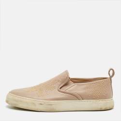 Pre Owned Chloé Size 39 Beige Leather Embellished Slip On Sneakers