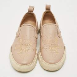 Pre Owned Chloé Size 39 Beige Leather Embellished Slip On Sneakers