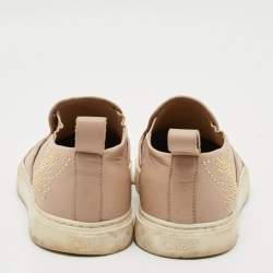 Pre Owned Chloé Size 39 Beige Leather Embellished Slip On Sneakers