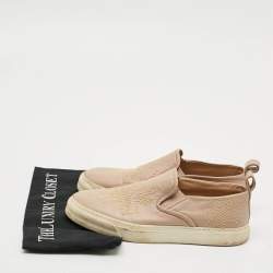 Pre Owned Chloé Size 39 Beige Leather Embellished Slip On Sneakers