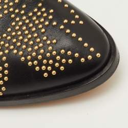 Pre Owned Chloe Susanna Size 38 Black Leather Studded Ankle Length Boots