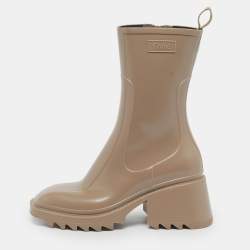 مملوكة مسبقًا Chloé Betty Size 39 Dark Beige Rubber Rain Boots
