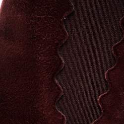 Pre Owned Chloe Burgundy Suede Lauren Block Heel Ankle Boots Size 38