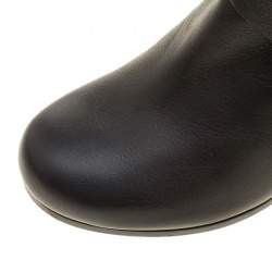 Pre Owned Chloe Black Leather Mid-Calf Buckle Boots Size 37