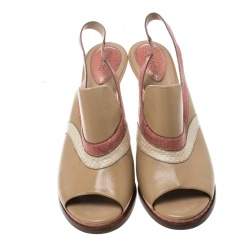 Pre Owned Chloe Multicolor Leather Slingback Mules Sandals Size 40