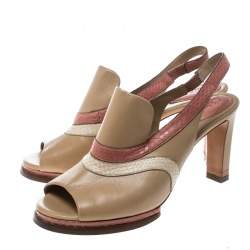 Pre Owned Chloe Multicolor Leather Slingback Mules Sandals Size 40