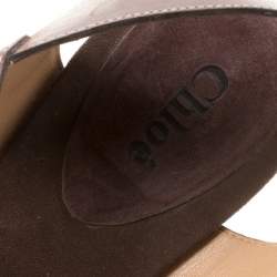 Pre Owned Chloe Brown Leather Braid Detail Ankle Strap Sandals Size 42