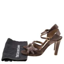 Pre Owned Chloe Brown Leather Braid Detail Ankle Strap Sandals Size 42