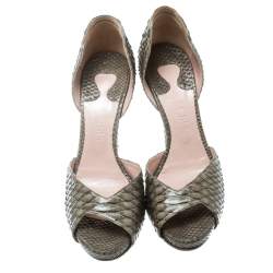 Chloe Grey Python Leather Peep Toe D'Orsay Pumps Size 40