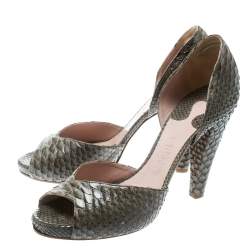 Chloe Grey Python Leather Peep Toe D'Orsay Pumps Size 40