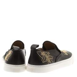 Chloe Black Leather Stud Embellished Susanna Slip On Sneakers Size 40