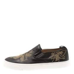 Chloe Black Leather Stud Embellished Susanna Slip On Sneakers Size 40