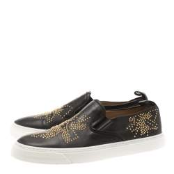 Chloe Black Leather Stud Embellished Susanna Slip On Sneakers Size 40