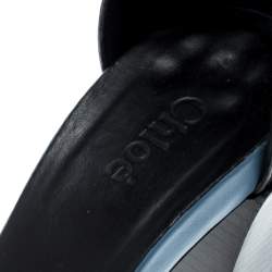 Pre Owned Chloe Blue/Black Leather Ankle Cuff Block Heel Sandals Size 38