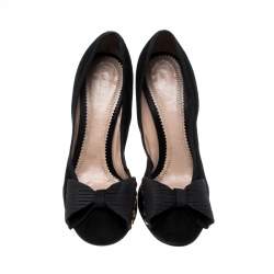 Chloé Black Suede Bow Pumps Size 39.5