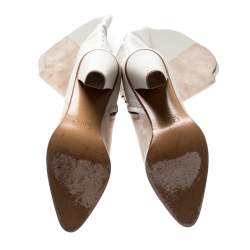 Pre Owned Chloe Pink/White Suede And Leather Knee Length Boots Size 38