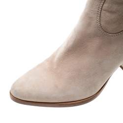 Pre Owned Chloe Pink/White Suede And Leather Knee Length Boots Size 38