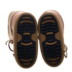 Pre Owned Chloe Brown Leather And Wool Fabric Moon Boots Size 38