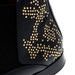 Pre Owned Chloe Black Leather Studded Ankle Boots Size 40