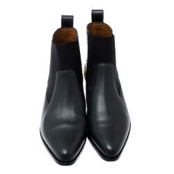 Pre Owned Chloe Black Leather Studded Ankle Boots Size 40