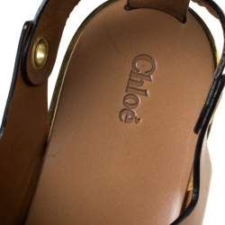 Pre Owned Chloe Brown Leather Clyde Wedge Platform Sandals Size 40