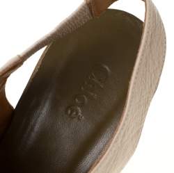 Chloe Beige Leather Eliza Wedge Slingback Sandals Size 39.5