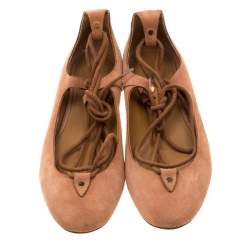 Chloe Brown Suede Foster Lace-up Ballet Flats Size 39